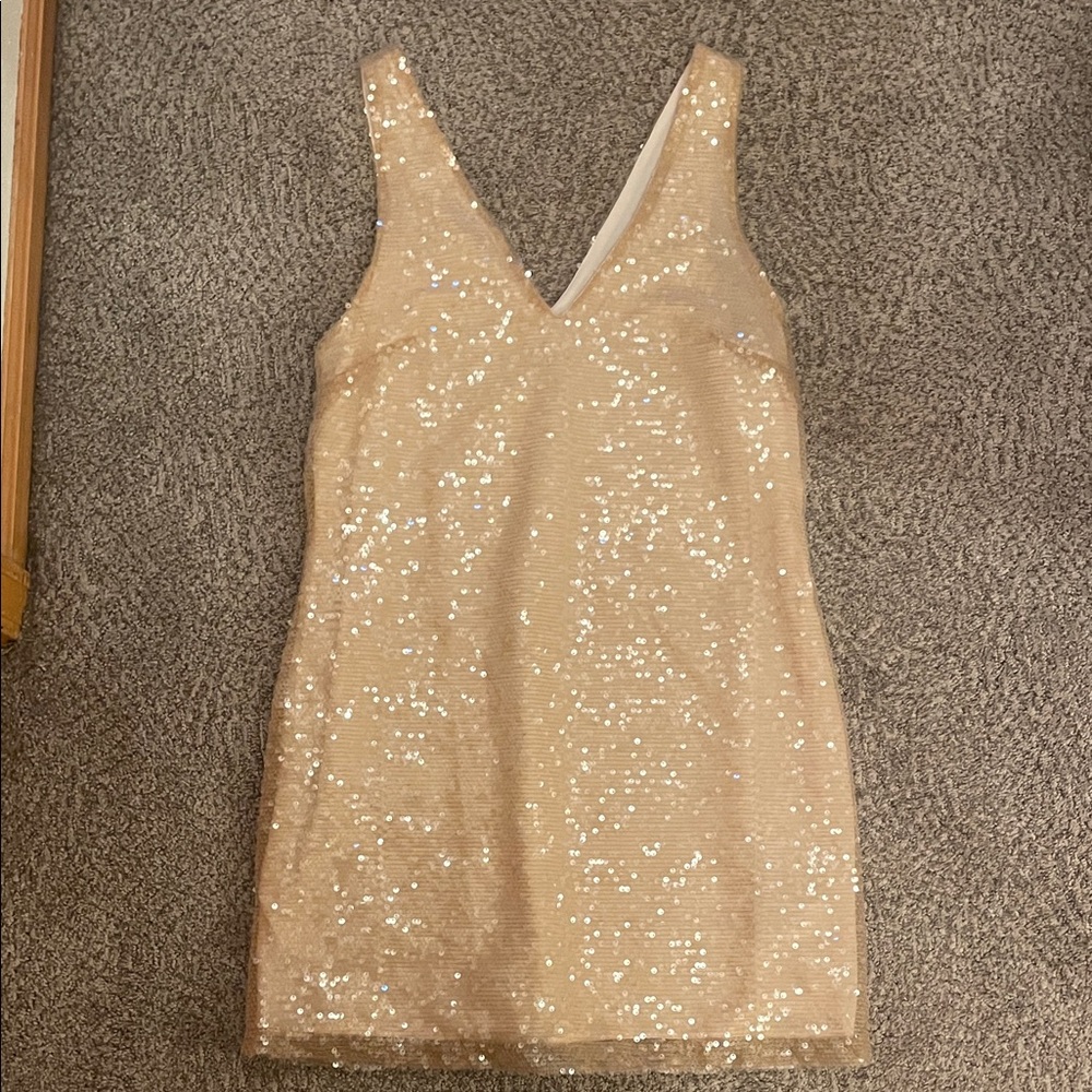 a new day Sparkling Beige Mini Dress
